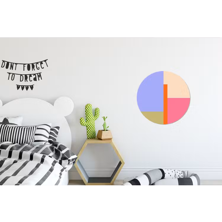 Alu-Dibond-Bild Rund - Zusammenfassung – Geometrie – Kunst – Modern – Farbenfroh — 4