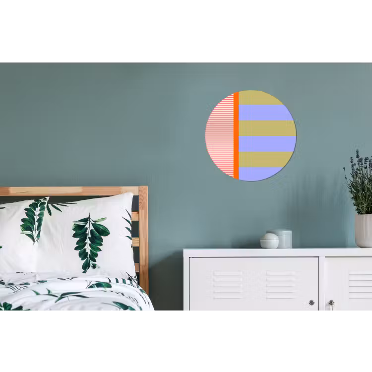 Alu-Dibond-Bild Rund - Zusammenfassung – Geometrie – Streifen – Blöcke – Rot — 5