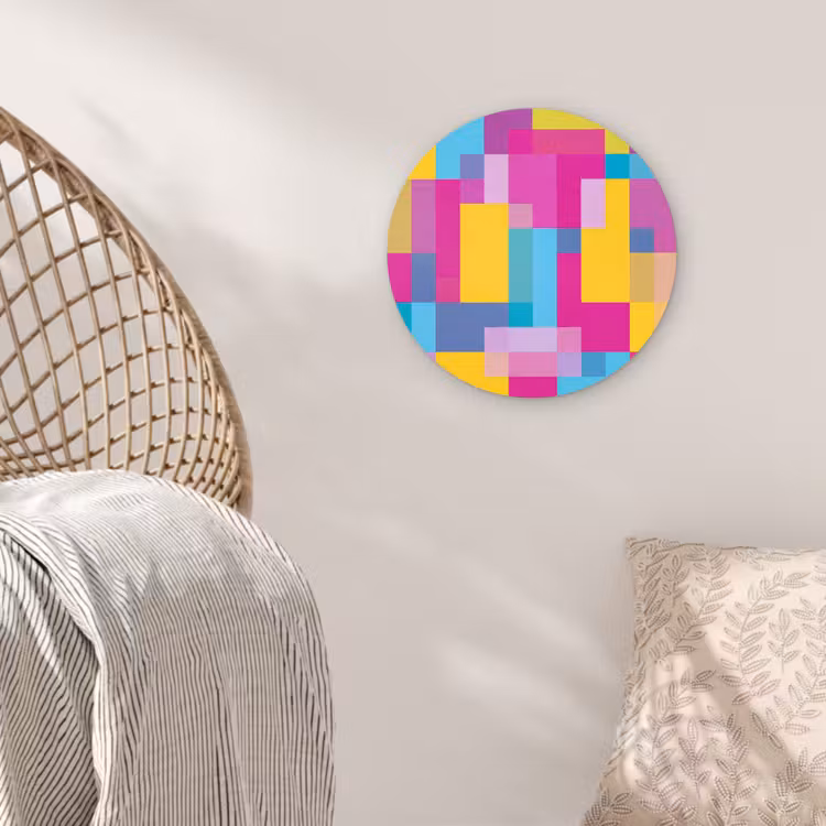 Glasbild Rund - Abstrakt – Geometrisch – Kunst – Farbenfroh – Modern — 5