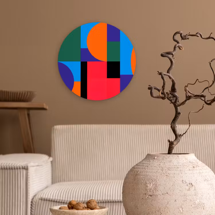Glasbild Rund - Geometrisch – Abstrakt – Formen – Farbenfroh – Modern — 2