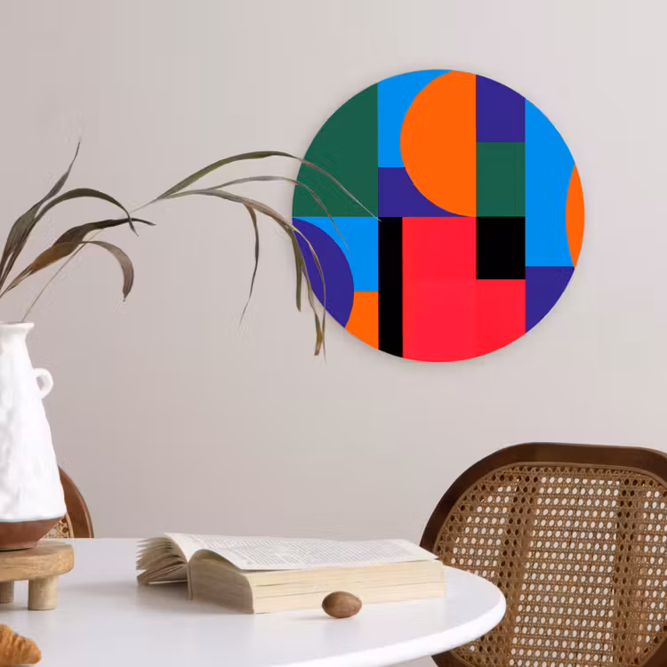 Glasbild Rund - Geometrisch – Abstrakt – Formen – Farbenfroh – Modern — 4
