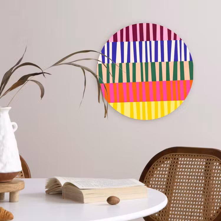 Glasbild Rund - Muster – Streifen – Abstrakt – Modern – Farbenfroh — 4