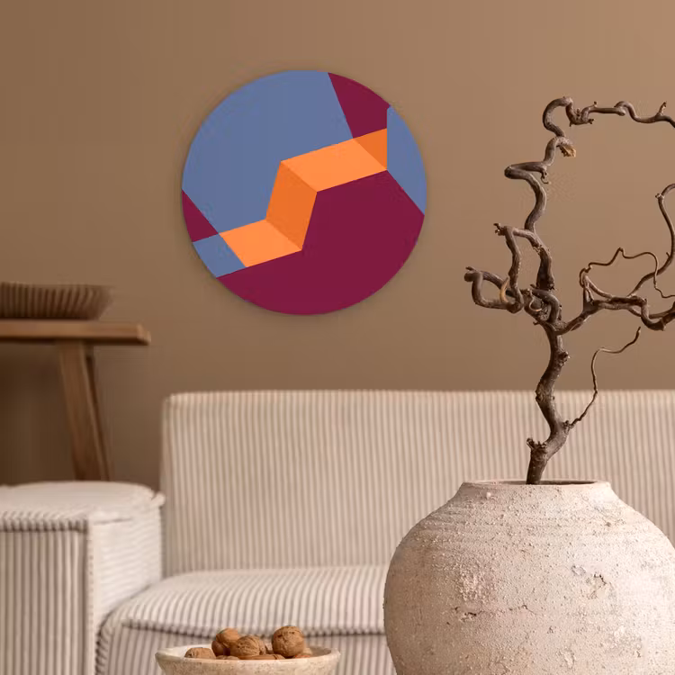 Glasbild Rund - Zusammenfassung – Formen – Modern – Blau – Orange — 2