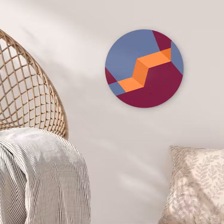 Glasbild Rund - Zusammenfassung – Formen – Modern – Blau – Orange — 5