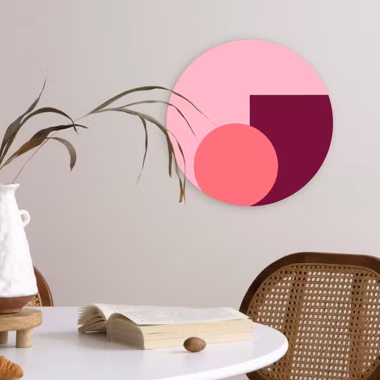 Glasbild Rund - Zusammenfassung – Formen – Rosa – Modern – Design — 4