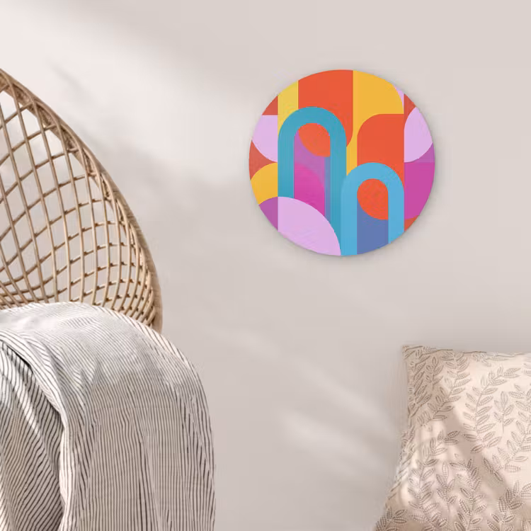 Glasbild Rund - Zusammenfassung – Geometrie – Farbenfroh – Modern – Kunst — 5