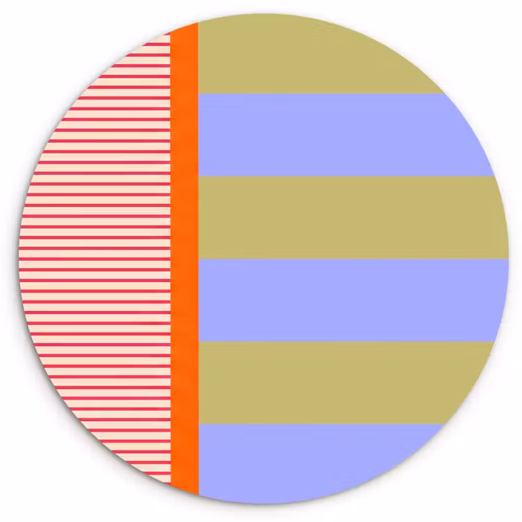 Glasbild Rund - Zusammenfassung – Geometrie – Streifen – Blöcke – Rot — 1