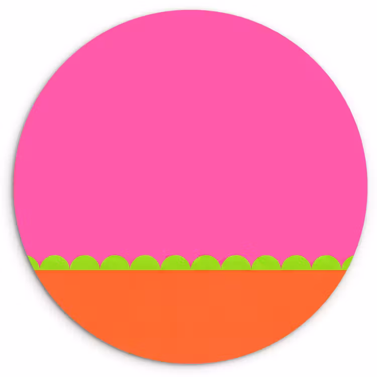 Glasbild Rund - Zusammenfassung – Geometrisch – Farbblöcke – Rosa – Orange — 1
