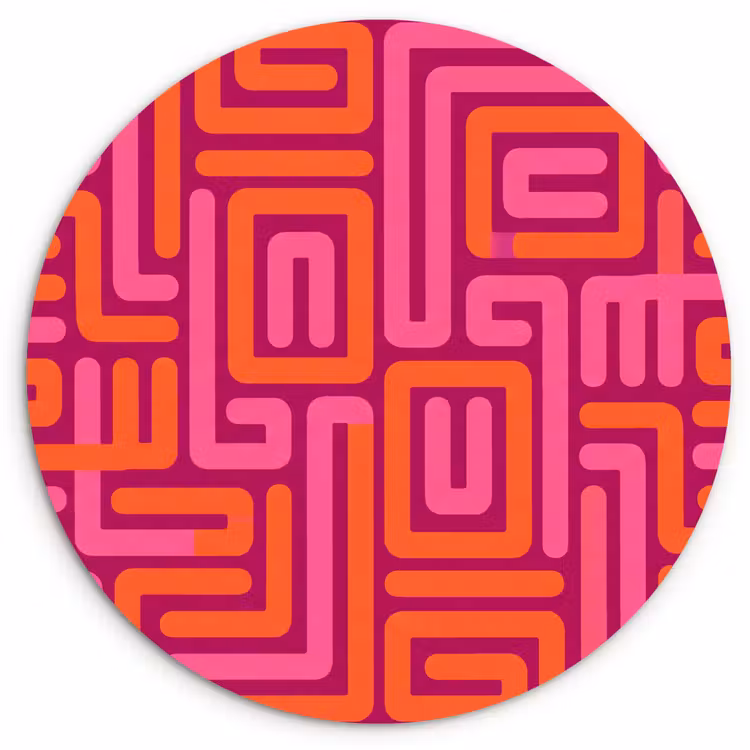 Glasbild Rund - Zusammenfassung – Muster – Linien – Rosa – Orange — 1