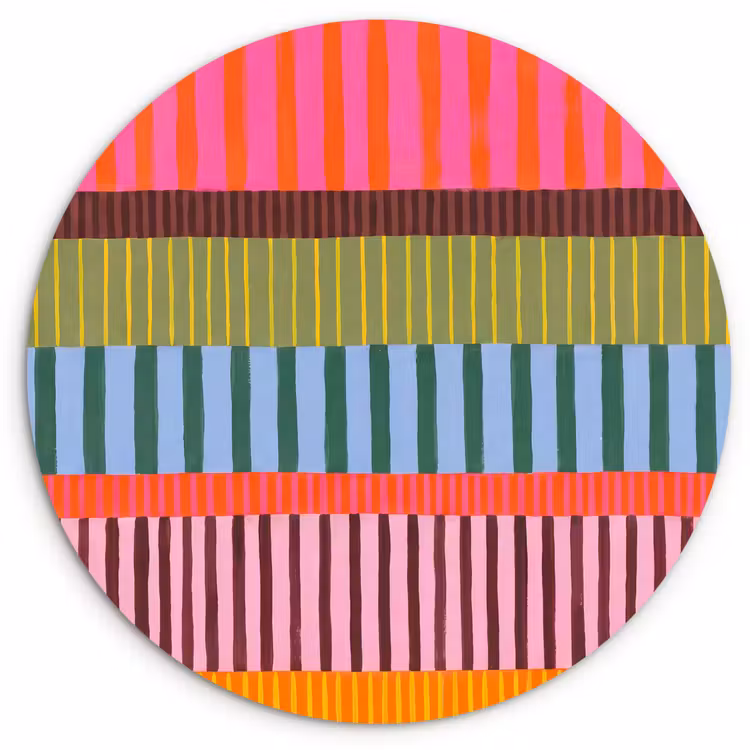 Glasbild Rund - Zusammenfassung – Streifen – Modern – Farbenfroh – Kunst — 1