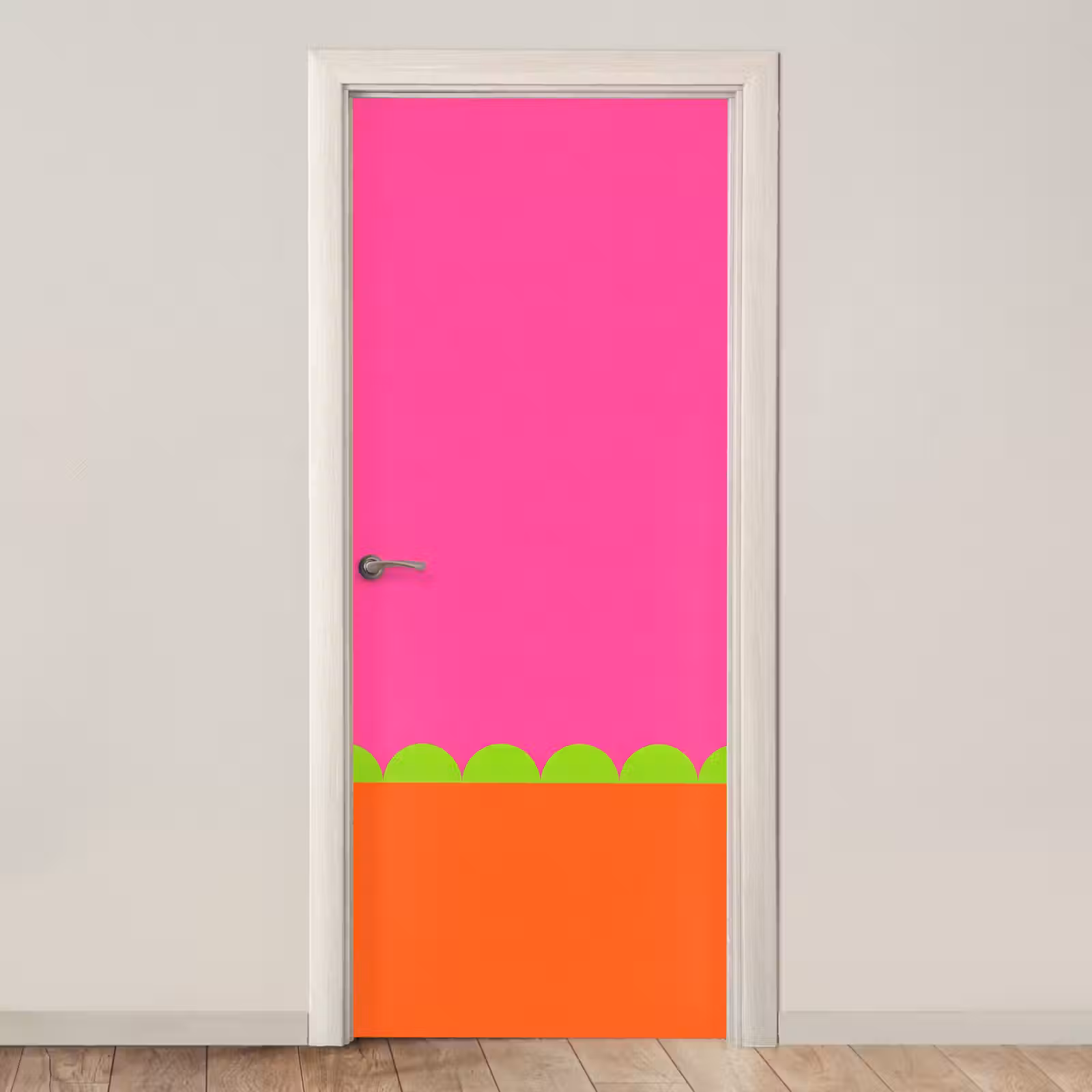 Türtapete - Zusammenfassung – Geometrisch – Farbblöcke – Rosa – Orange — 1