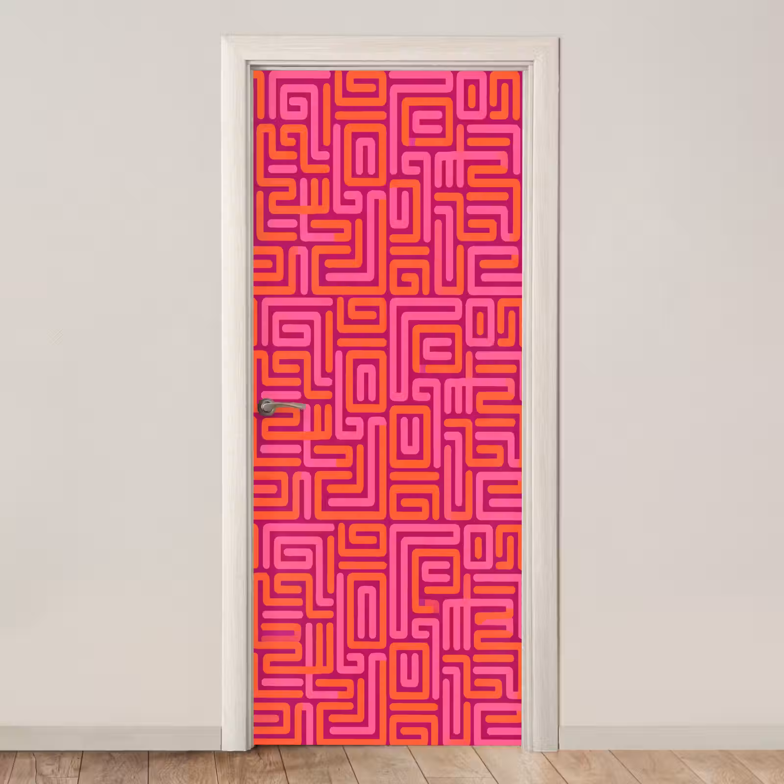 Türtapete - Zusammenfassung – Muster – Linien – Rosa – Orange — 1