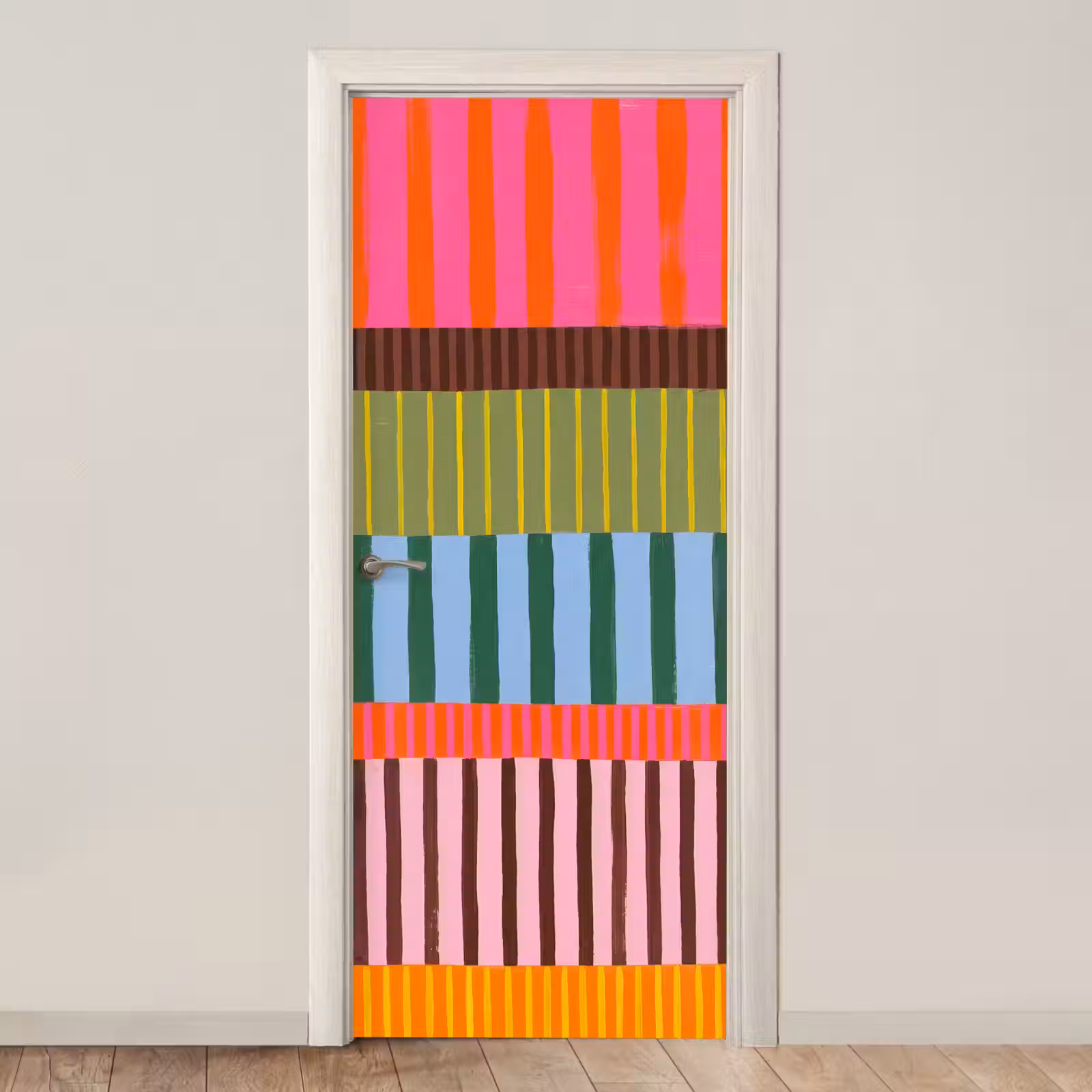 Türtapete - Zusammenfassung – Streifen – Modern – Farbenfroh – Kunst — 1
