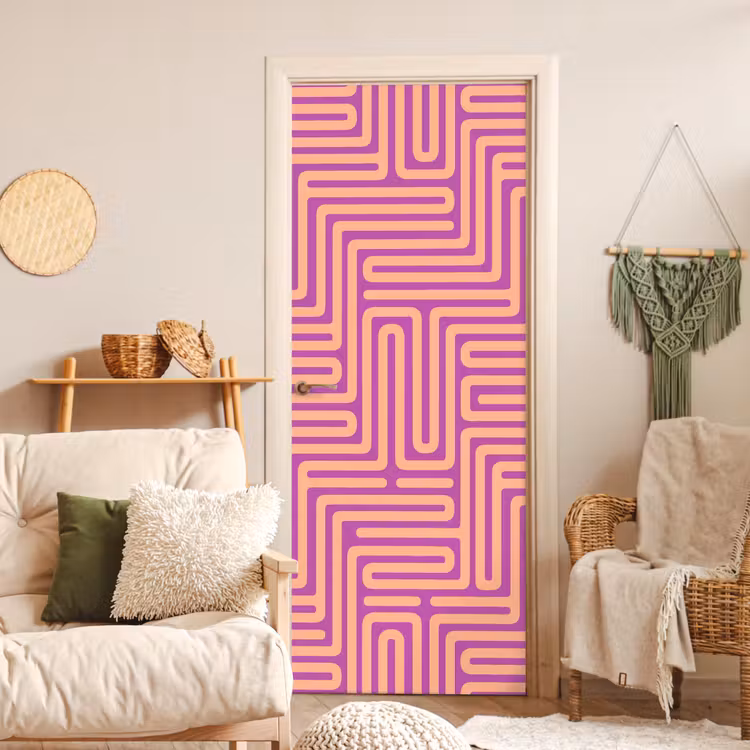 Türtapete - Muster – Linien – Abstrakt – Modern – Lila — 3