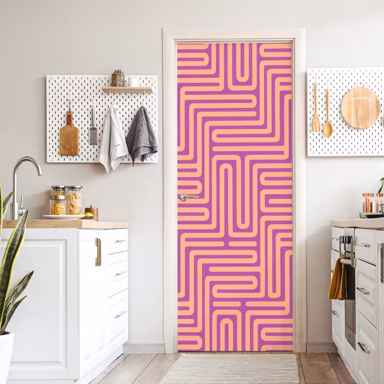 Türtapete - Muster – Linien – Abstrakt – Modern – Lila — 6