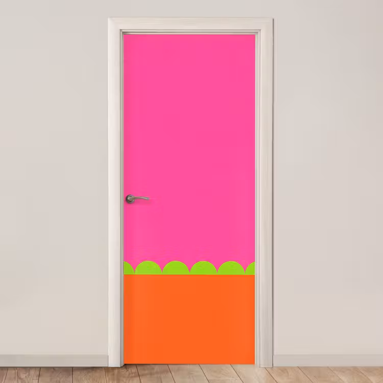 Türtapete - Zusammenfassung – Geometrisch – Farbblöcke – Rosa – Orange — 1