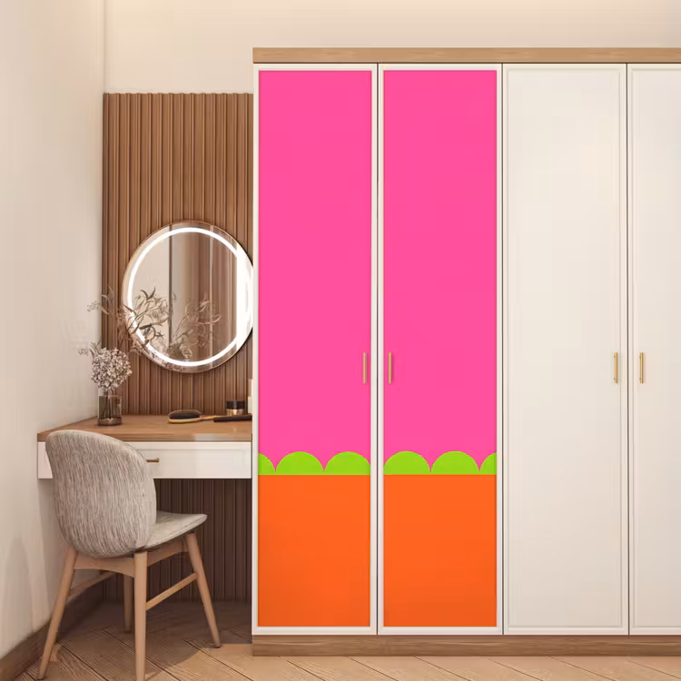 Türtapete - Zusammenfassung – Geometrisch – Farbblöcke – Rosa – Orange — 4