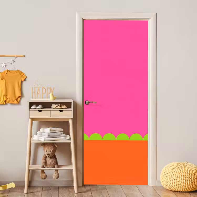 Türtapete - Zusammenfassung – Geometrisch – Farbblöcke – Rosa – Orange — 5