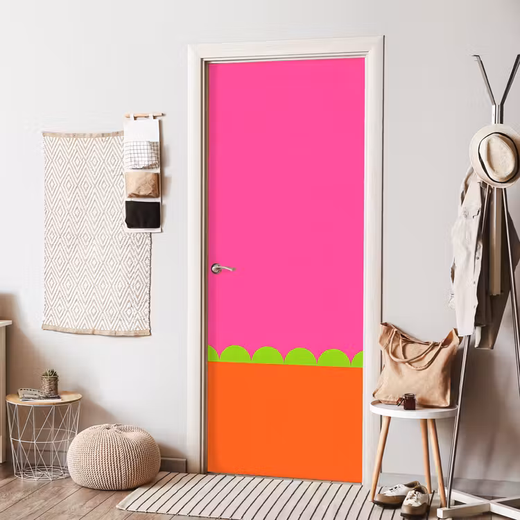Türtapete - Zusammenfassung – Geometrisch – Farbblöcke – Rosa – Orange — 7