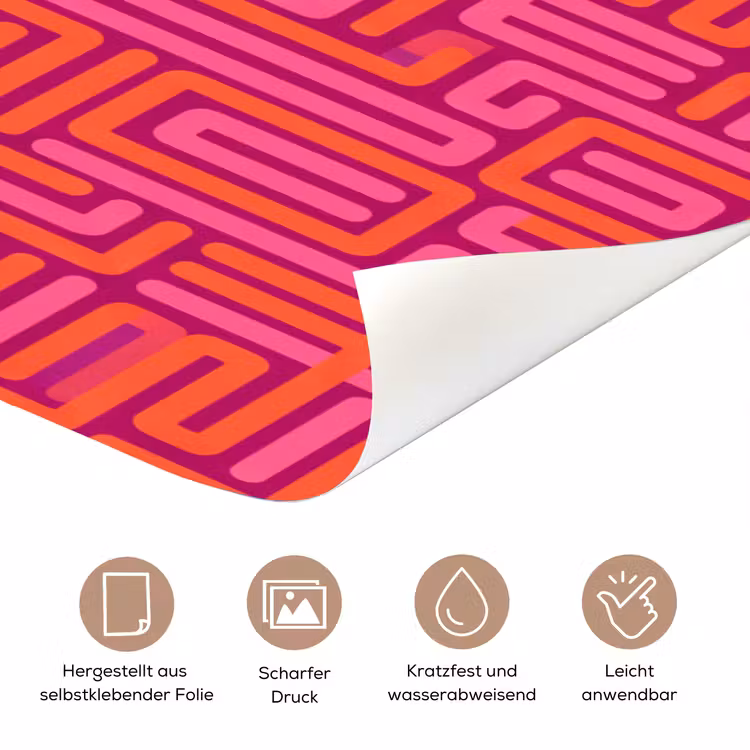 Türtapete - Zusammenfassung – Muster – Linien – Rosa – Orange — 8