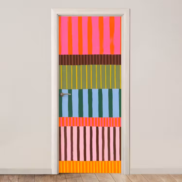 Türtapete - Zusammenfassung – Streifen – Modern – Farbenfroh – Kunst — 1