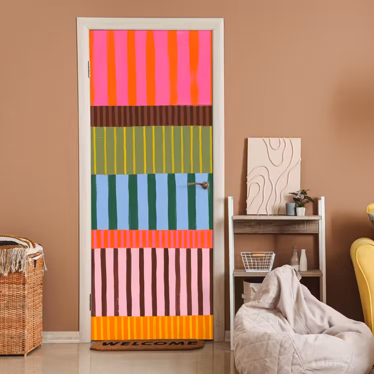 Türtapete - Zusammenfassung – Streifen – Modern – Farbenfroh – Kunst — 2