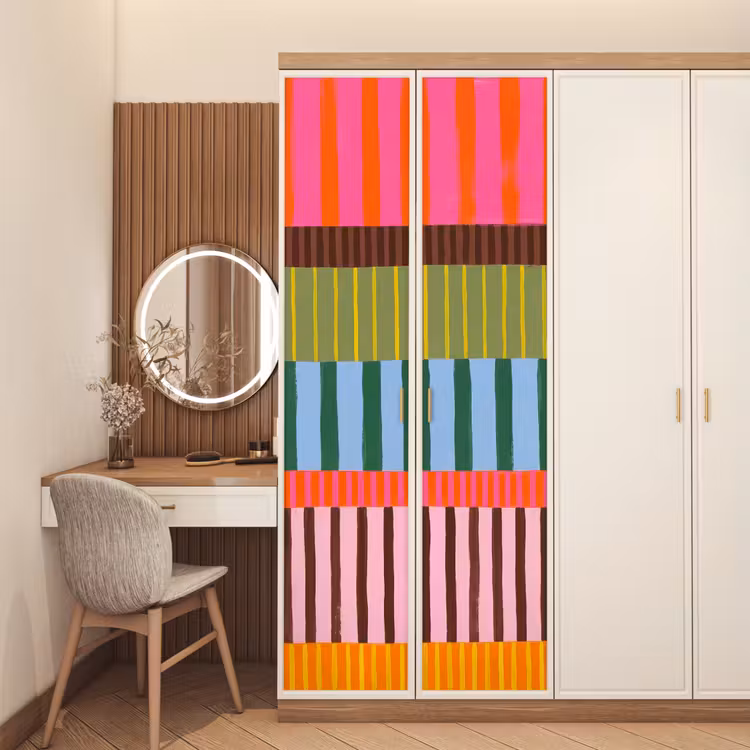 Türtapete - Zusammenfassung – Streifen – Modern – Farbenfroh – Kunst — 4