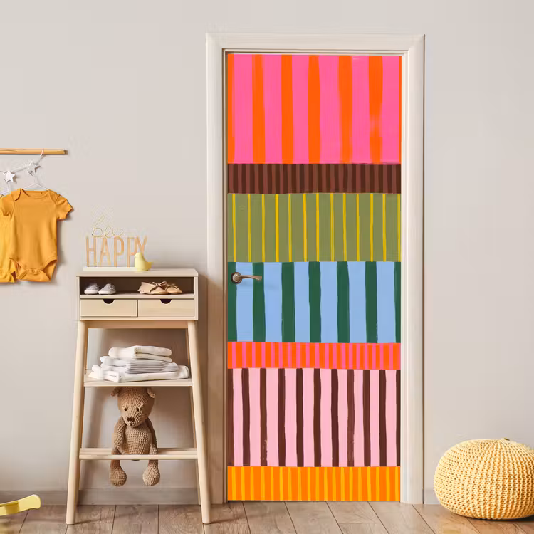 Türtapete - Zusammenfassung – Streifen – Modern – Farbenfroh – Kunst — 5