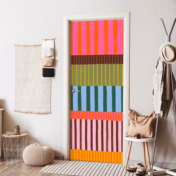 Türtapete - Zusammenfassung – Streifen – Modern – Farbenfroh – Kunst — 7