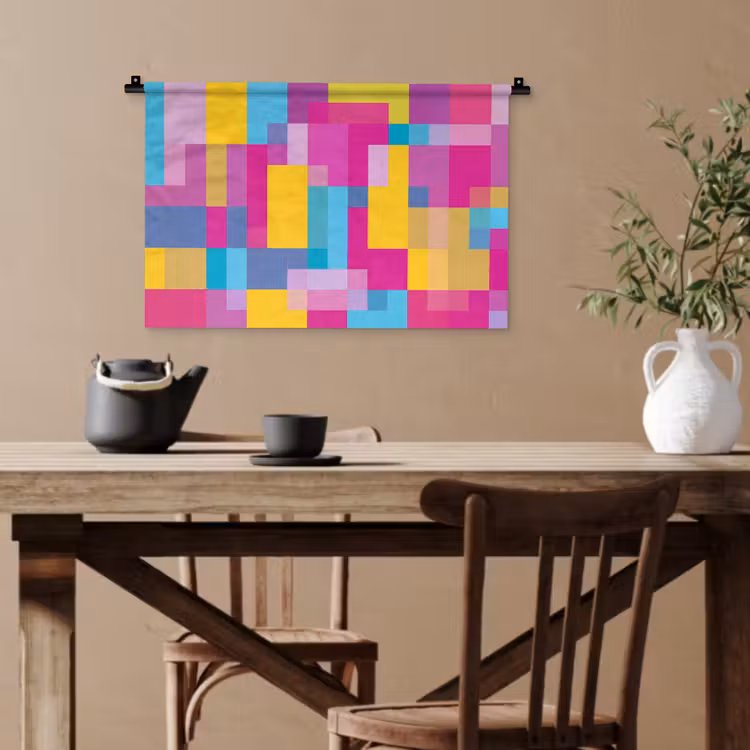 Wandteppich - Abstrakt – Geometrisch – Kunst – Farbenfroh – Modern — 3