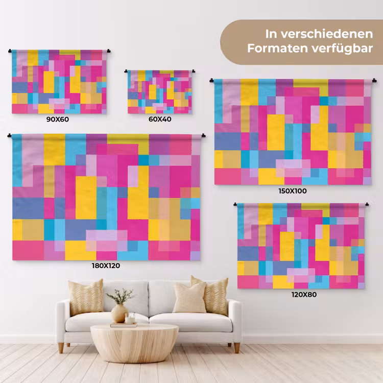 Wandteppich - Abstrakt – Geometrisch – Kunst – Farbenfroh – Modern — 8