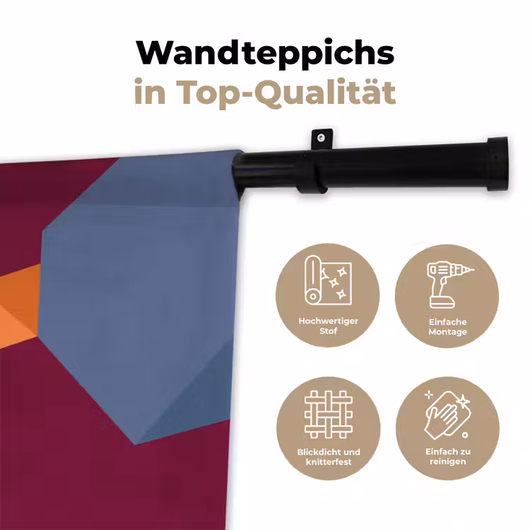 Wandteppich - Zusammenfassung – Formen – Modern – Blau – Orange — 7