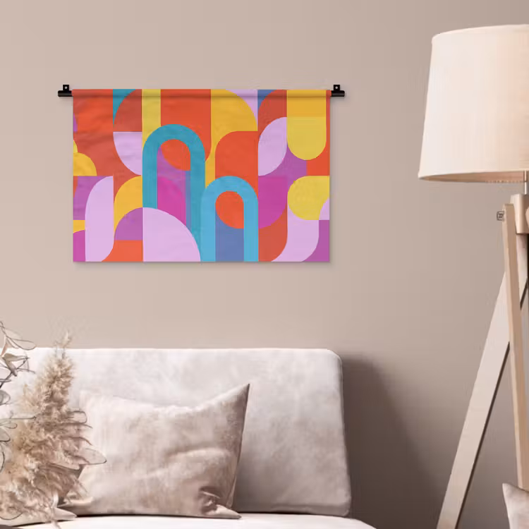 Wandteppich - Zusammenfassung – Geometrie – Farbenfroh – Modern – Kunst — 2