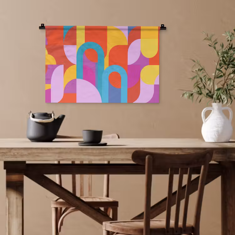 Wandteppich - Zusammenfassung – Geometrie – Farbenfroh – Modern – Kunst — 3
