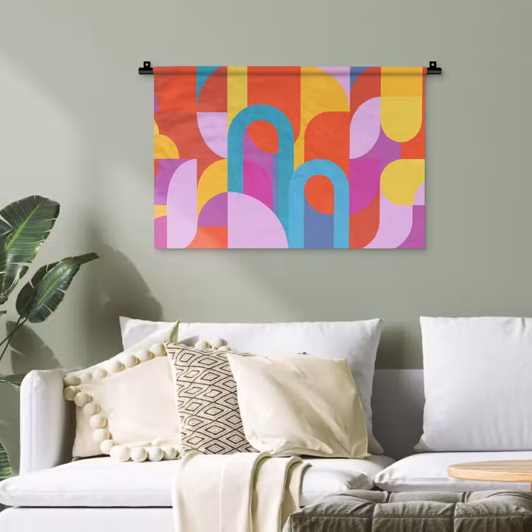 Wandteppich - Zusammenfassung – Geometrie – Farbenfroh – Modern – Kunst — 4
