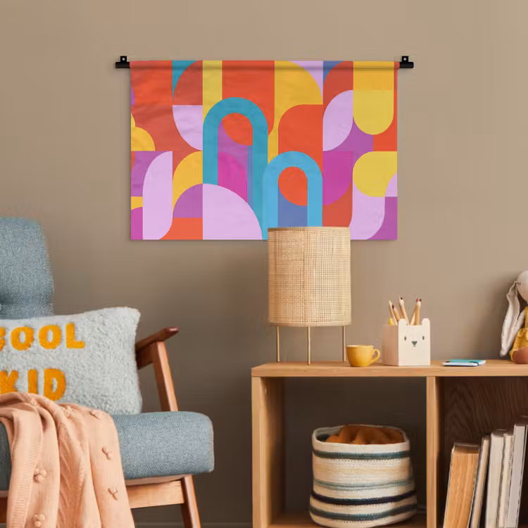 Wandteppich - Zusammenfassung – Geometrie – Farbenfroh – Modern – Kunst — 5