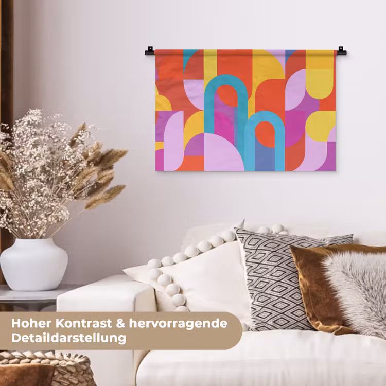 Wandteppich - Zusammenfassung – Geometrie – Farbenfroh – Modern – Kunst — 6