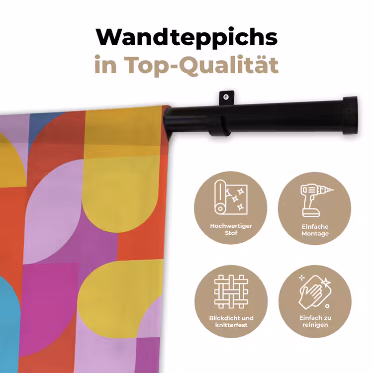 Wandteppich - Zusammenfassung – Geometrie – Farbenfroh – Modern – Kunst — 7