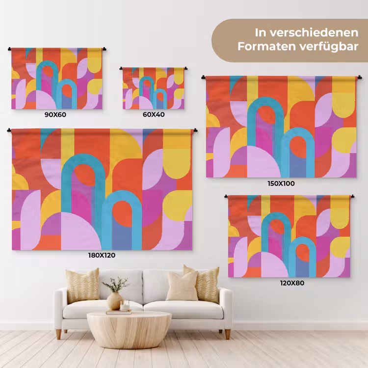 Wandteppich - Zusammenfassung – Geometrie – Farbenfroh – Modern – Kunst — 8