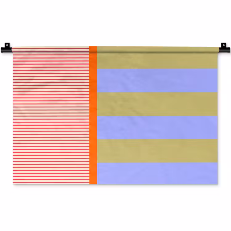 Wandteppich - Zusammenfassung – Geometrie – Streifen – Blöcke – Rot — 1