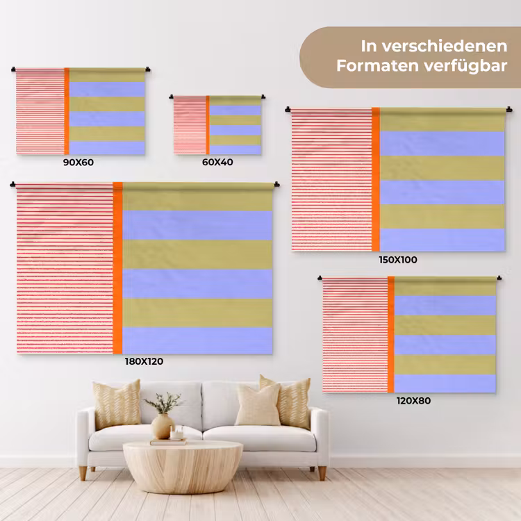 Wandteppich - Zusammenfassung – Geometrie – Streifen – Blöcke – Rot — 8