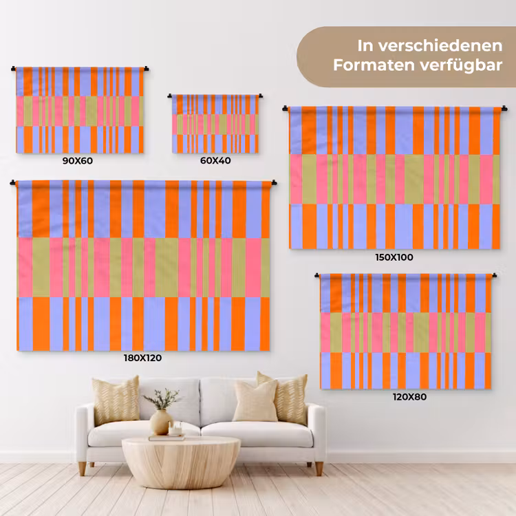 Wandteppich - Zusammenfassung – Muster – Geometrisch – Farbenfroh – Modern — 8