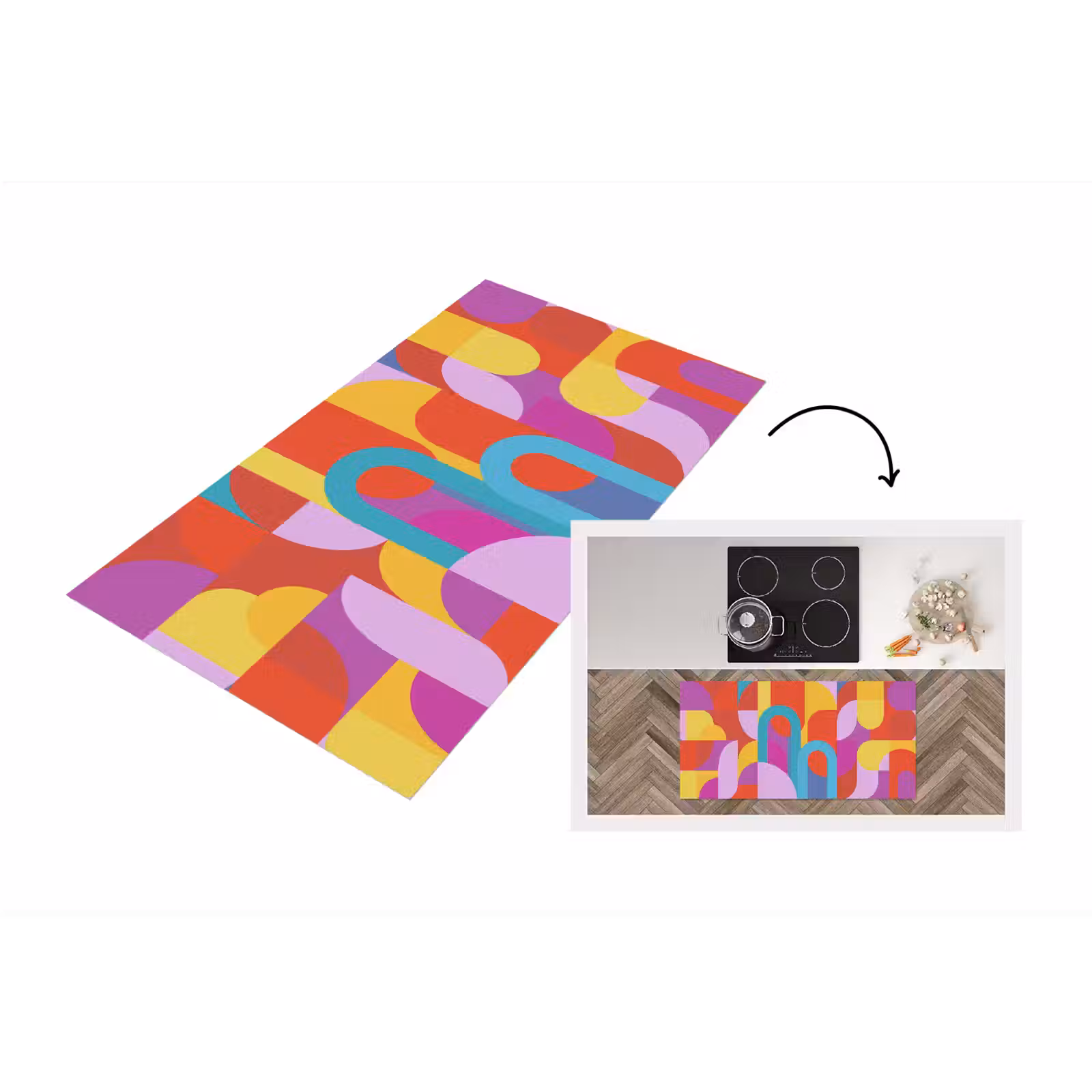 Küchenläufer - Zusammenfassung – Geometrie – Farbenfroh – Modern – Kunst — 1