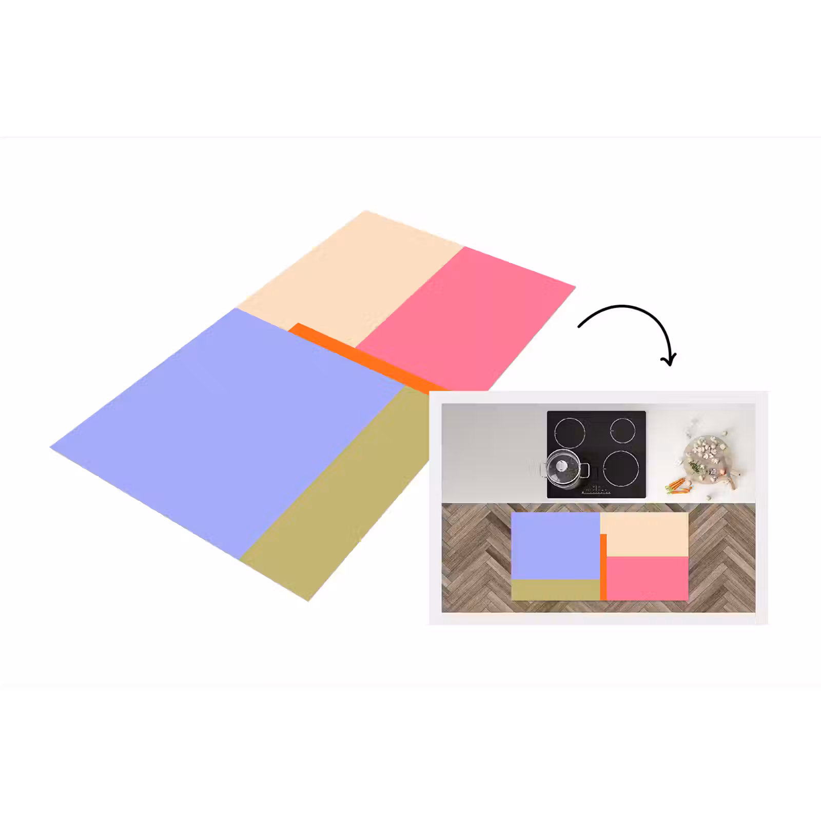 Küchenläufer - Zusammenfassung – Geometrie – Kunst – Modern – Farbenfroh — 1