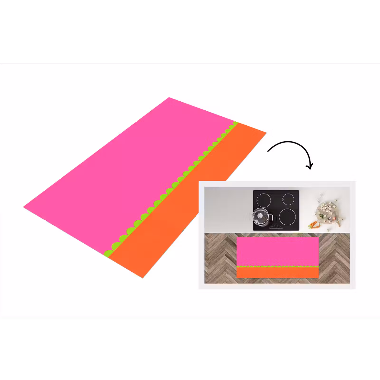Küchenläufer - Zusammenfassung – Geometrisch – Farbblöcke – Rosa – Orange — 1