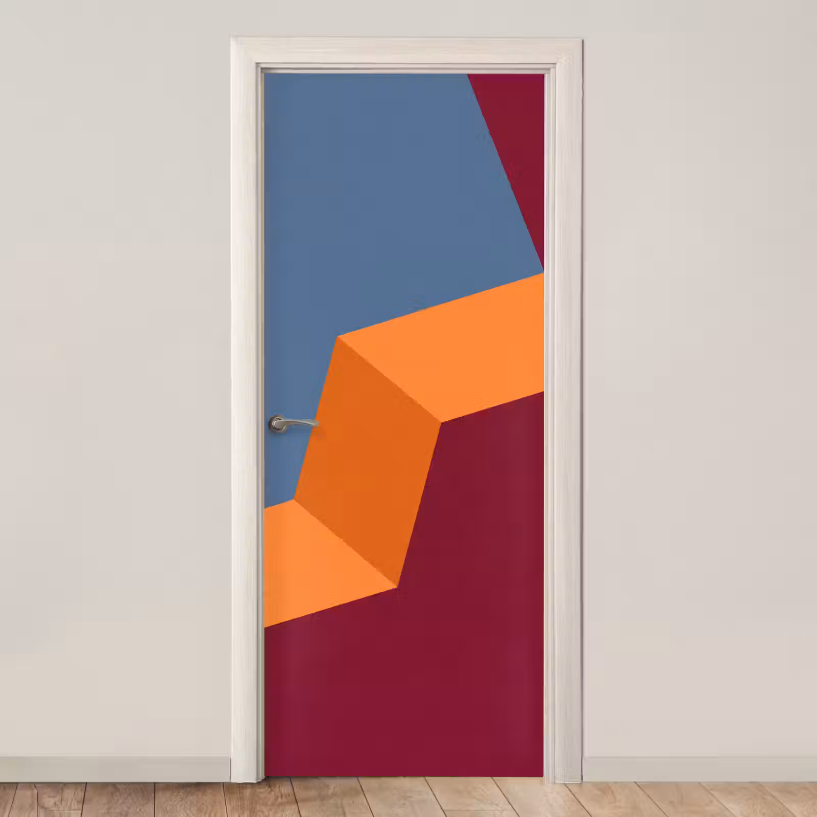 Türtapete - Zusammenfassung – Formen – Modern – Blau – Orange — 1