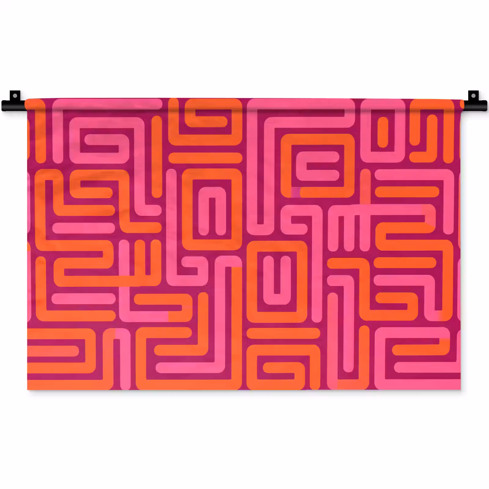 Wandteppich - Zusammenfassung – Muster – Linien – Rosa – Orange — 1
