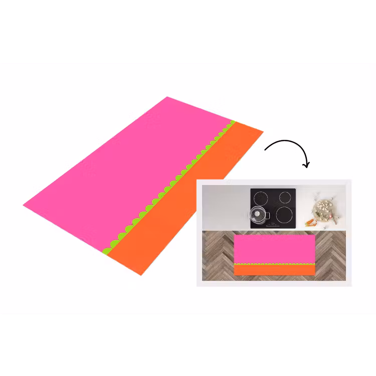 Küchenläufer - Zusammenfassung – Geometrisch – Farbblöcke – Rosa – Orange — 1