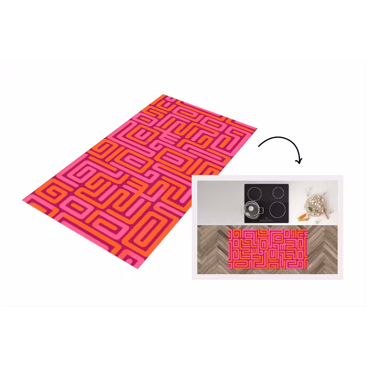 Küchenläufer - Zusammenfassung – Muster – Linien – Rosa – Orange — 1