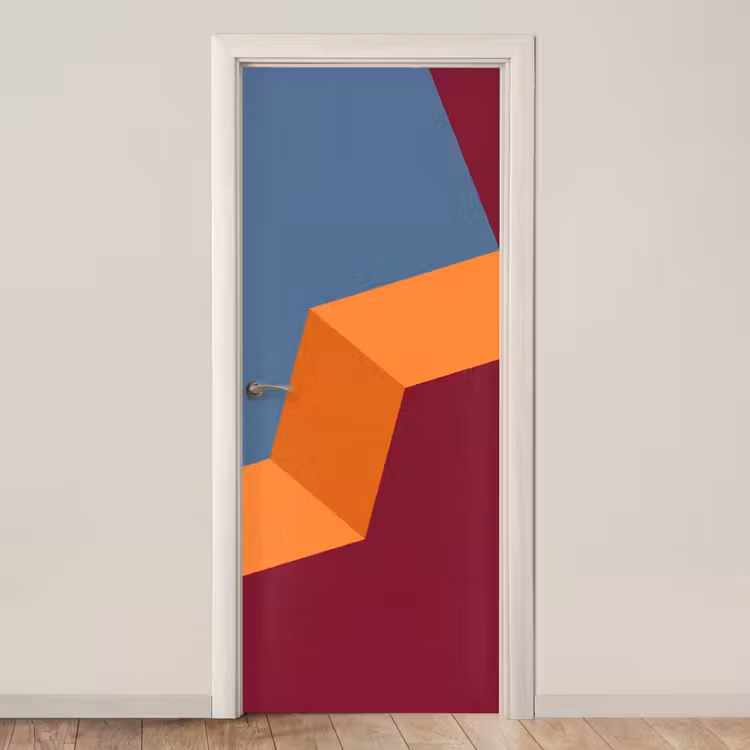 Türtapete - Zusammenfassung – Formen – Modern – Blau – Orange — 1